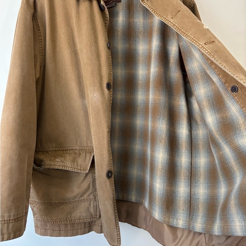 Vintage Men Barn Levis Distressed Tan Brown Jacket Corduroy Plaid Jacket Large - Picture 11 of 15